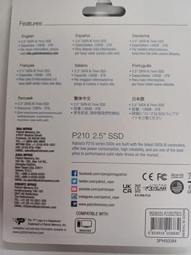 Patriot P210 2TB SSD 2.5" SATA 6.0 Gb/s image
