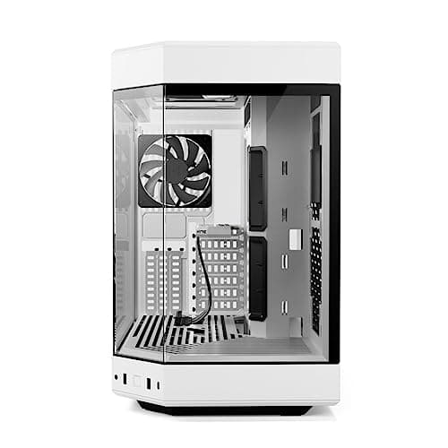 HYTE Y60 Modern Aesthetic Dual Chamber Panoramic Tempered Glass Mid-Tower ATX Computer Gaming Case with PCIe 4.0 Riser Cable Included, Snow White image