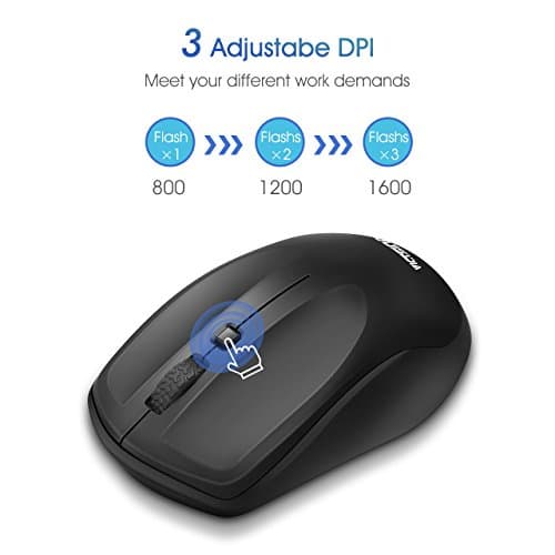 VicTsing Wireless Mouse for Laptop, Portable Ergonomic Mouse- Match Your Hand Better, 3 Adjustable DPI Levels, Power On-Off Switch, Up to 18 Months Battery Life, USB Computer Mouse for both Hand-Black image