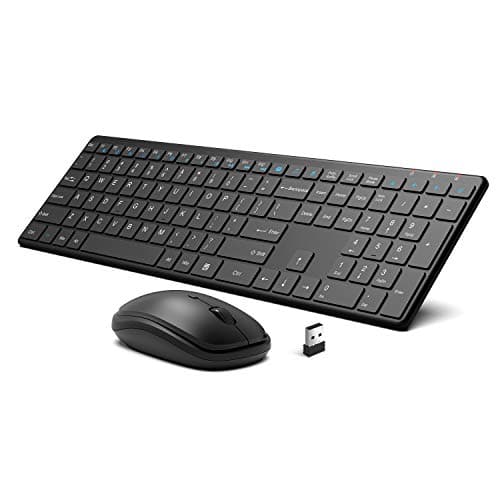 Wireless Keyboard and Mouse Combo, WisFox 2.4G Full-Size Slim Thin Wireless Keyboard Mouse for Windows, Computer, Desktop, PC, Laptop Mac image