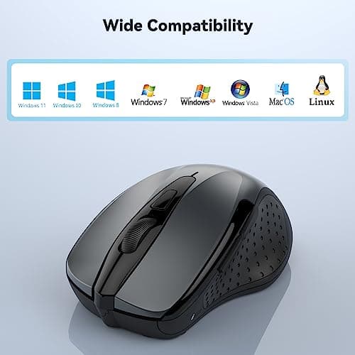 TeckNet 2600DPI Bluetooth Wireless Mouse, 12 Months Battery Life with Battery Indicator, 2600/2000/1600/1200/800DPI image