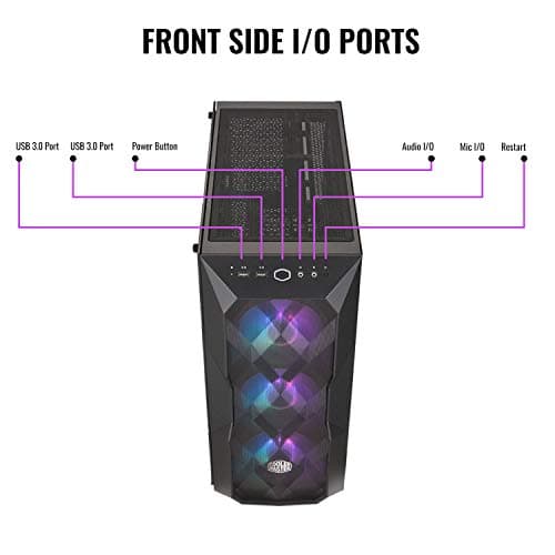 CoolerMaster MasterBox TD500 Mesh Airflow ATX Mid-Tower with Polygonal Mesh Front Panel, Crystalline Tempered Glass, E-ATX up to 10.5", Three 120mm ARGB Lighting Fans image