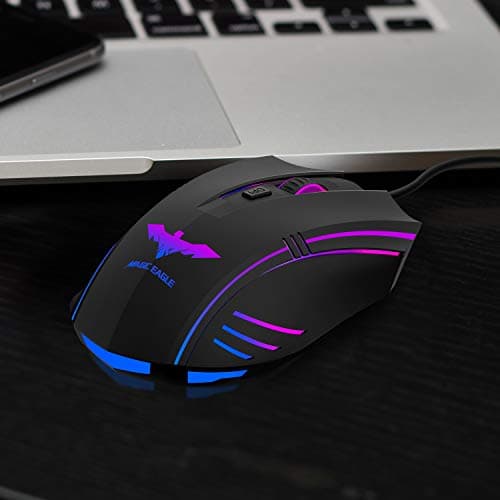 Havit Gaming Mouse RGB Wired,6 Adjustable DPI(800-1600-2400-3200-4800-6400) USB Ergonomic Computer Mice with 6 Buttons for Laptop PC Gaming (RGB) image