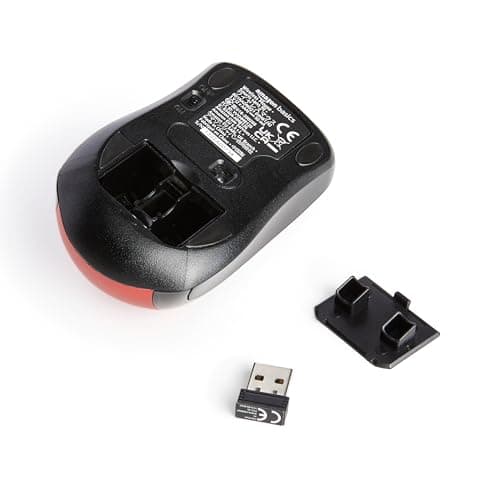 AmazonBasics Wireless Computer Mouse with Nano Receiver - Red image