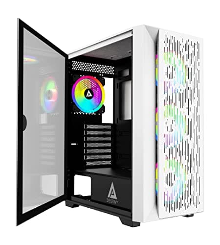 Apevia Destiny Flow ATX Mid Tower White Tempered Glass Side Panel, USB 3.2 Gen 1 Type-A main image