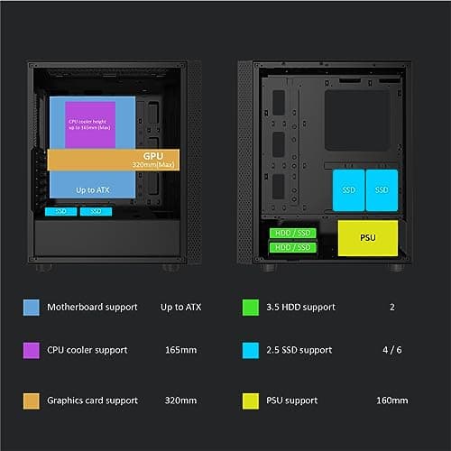 Azza Celesta 340F ATX Mid Tower Black Tempered Glass USB 3.2 Gen 1 Type-A USB 2.0 Type-A image