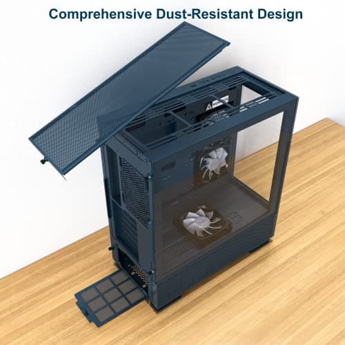 Montech SKY TWO ATX Mid Tower Blue with Tempered Glass Side Panel and USB 3.2 Gen 2 Type-C, USB 3.2 Gen 1 Type-A Front Panel image
