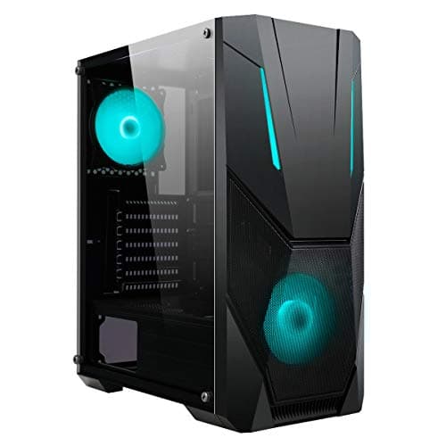 CiT Master ATX Mid Tower Black Tempered Glass Side Panel, USB 3.2 Gen 1 & USB 2.0 Front USB image