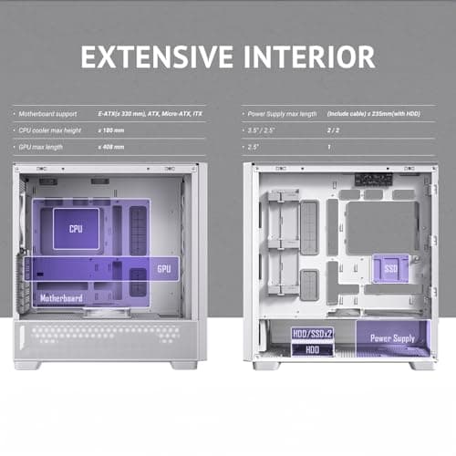 Antec FLUX ATX Mid Tower White / Brown with Tempered Glass Side Panel and USB 3.2 Gen 2 Type-C, USB 3.2 Gen 1 Type-A image