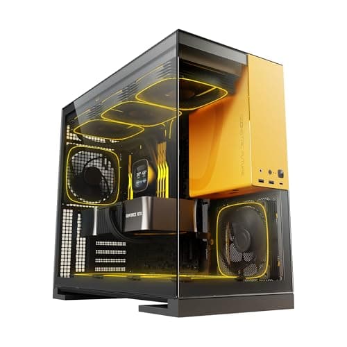 Geometric Future Model 5 ATX Mid Tower Black / Yellow Tempered Glass Side Panel, USB 3.2 Gen 2x2 Type-C, USB 3.2 Gen 1 Type-A image