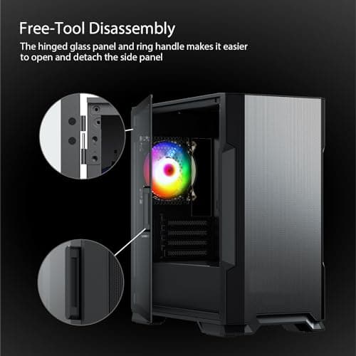 Vetroo M03 Micro ATX Mini Tower Black with Tempered Glass Side Panel and USB 3.2 Gen 1 Type-A, USB 2.0 Type-A image