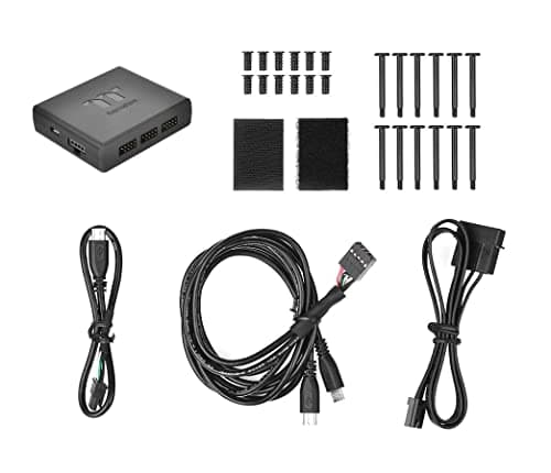 Thermaltake Riing Plus TT 120mm Black Addressable RGB PWM 48.34 CFM 5-Pack image