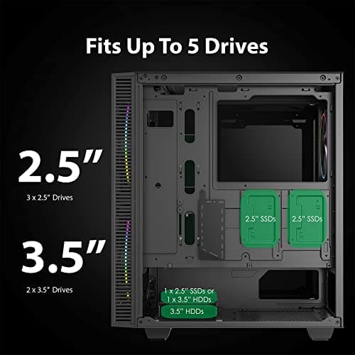 Gamemax Black Hole Black USB3.0 Tempered Glass ATX Mid Tower Gaming Computer Case w/2 x 200mm ARGB Ring Fan x Front and 1 x 120mm ARGB Ring Fan x Rear (Pre-Installed) image