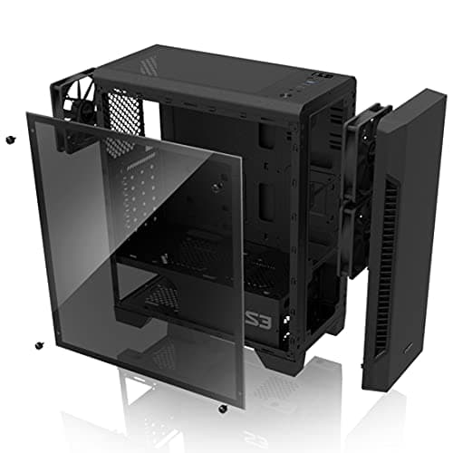 Zalman S3 ATX Mid Tower Black with Tempered Glass Side Panel and USB 3.2 Gen 1 Type-A, USB 2.0 Type-A Front Panel image