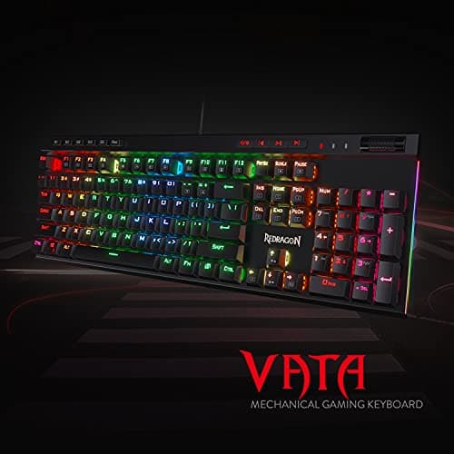 Redragon K580 VATA RGB LED Backlit Mechanical Gaming Keyboard with Macro Keys & Dedicated Media Controls, Onboard Macro Recording (Blue Switches) image