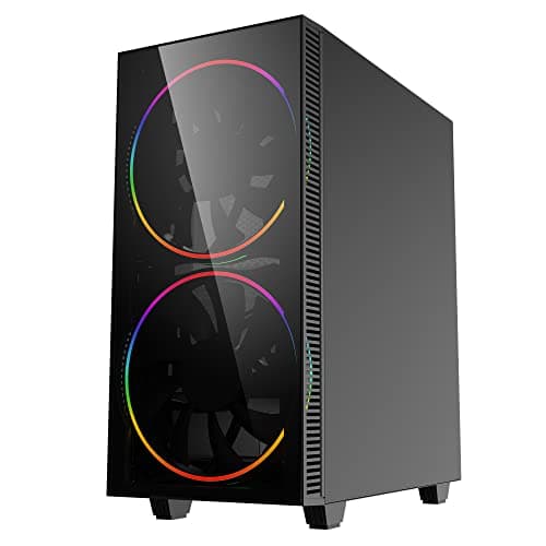 Gamemax Black Hole Black USB3.0 Tempered Glass ATX Mid Tower Gaming Computer Case w/2 x 200mm ARGB Ring Fan x Front and 1 x 120mm ARGB Ring Fan x Rear (Pre-Installed) image