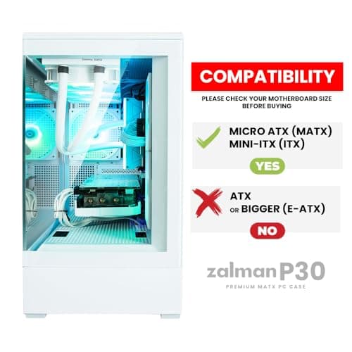 Zalman P30 Micro ATX Mini Tower White Tempered Glass Side Panel image
