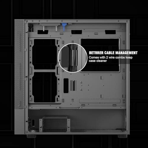 Vetroo AL600 ATX Mid Tower Black with Tempered Glass Side Panel and USB 3.2 Gen 1 Type-A, USB 2.0 Type-A Front Panel image