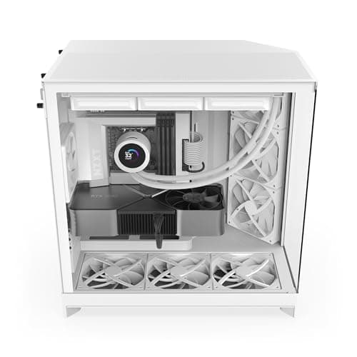 NZXT H9 Flow (2025) ATX Mid Tower White Tempered Glass Side Panel, USB 3.2 Gen 2x2 Type-C, USB 3.2 Gen 1 Type-A image