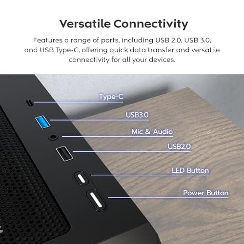 Montech X5 ATX Mid Tower Black with Tempered Glass Side Panel and USB 3.2 Gen 2x2 Type-C, USB 3.2 Gen 1 Type-A, USB 2.0 Type-A image