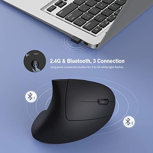 Wireless Ergonomic Mouse, Jelly Comb Rechargeable 2.4G Bluetooth Vertical Mouse Switch to 3 Devices Optical Mice with 6 Buttons 3 Adjustable DPI Levels for Laptop, PC, MacBook, Notebook image