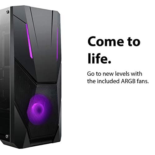 CiT Master ATX Mid Tower Black Tempered Glass Side Panel, USB 3.2 Gen 1 & USB 2.0 Front USB image