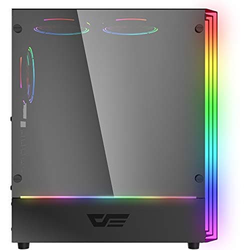 darkFlash J11 Black ATX Mid-Tower Desktop Computer Gaming Case USB 3.0 Ports Tempered Glass Windows with 1pcs 120mm LED MR12 RGB Fan Pre-Installed image
