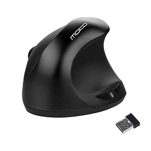 MoKo Wireless Mouse, 2.4G Ergonomic Vertical Wrist Rest Mouse with 3 Adjustable DPI Levels and 6 Buttons for Laptop, PC, Notebook, Chromebook, MacBook - Black main image