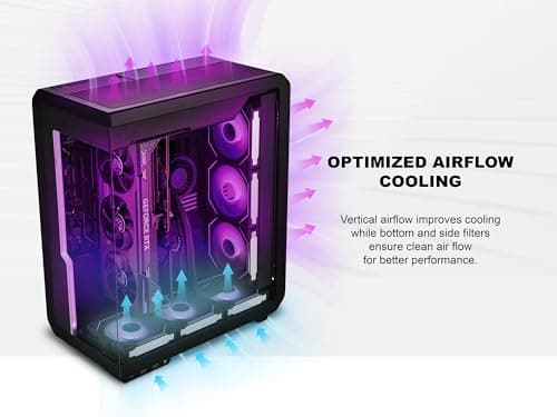 SSUPD Xhuttle ATX Mid Tower Black with Tempered Glass Side Panel and USB 3.2 Gen 2 Type-C / USB 3.2 Gen 1 Type-A Front Panel image