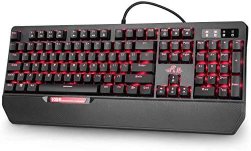 Rii Keyboard Mechanical, Gaming with USB Cable K66, 104 Keys with Red Switches, and LED Backlit,(5 Lights Effects + 3 Macros), Anti-Ghosting Programmable Gaming Keyboard main image