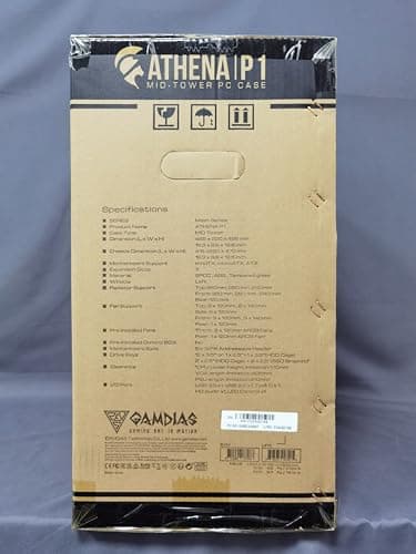 GAMDIAS ATHENA P1 ATX Mid Tower Black with Tempered Glass Side Panel and USB 3.2 Gen 1 Type-C, USB 3.2 Gen 1 Type-A, USB 2.0 Type-A image
