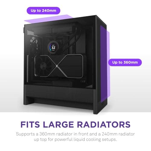 NZXT H5 Flow (2024) ATX Mid Tower Black with Tempered Glass Side Panel and USB 3.2 Gen 2x2 Type-C, USB 3.2 Gen 1 Type-A image