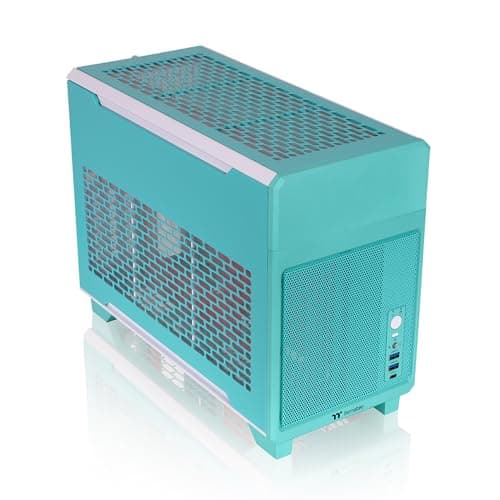 Thermaltake TR100 Mini-ITX Desktop Teal / Red with Mesh Side Panel and USB 3.2 Gen 2 Type-C USB 3.2 Gen 1 Type-A image