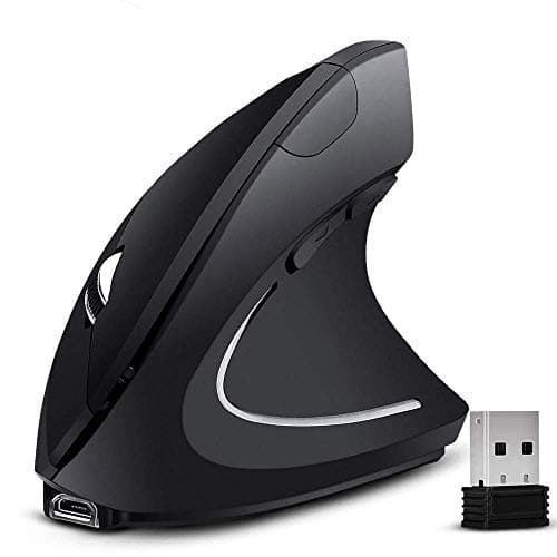 Vertical Wireless Mouse Rechargeable Ergonomic Mouse 2.4GHz Vertical Optical Mouse, Adjustable DPI 800/1200 /1600, 6 Buttons, Provides Better Performance for PC, Desktop, Laptop and MacBook, Black main image