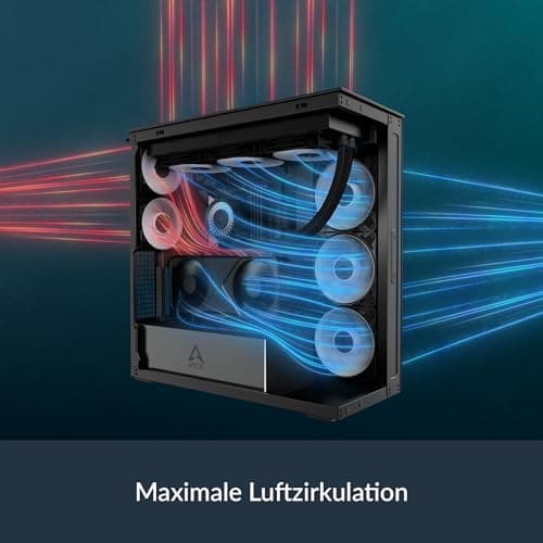 ARCTIC Xtender ATX Mid Tower Black with Tinted Tempered Glass Side Panel and USB 3.2 Gen 2 Type-C USB 3.2 Gen 1 Type-A image