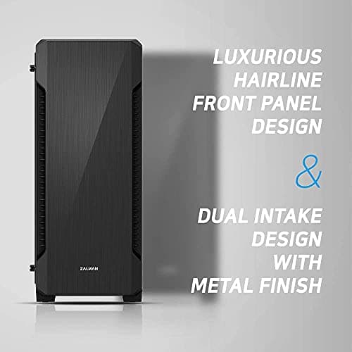 Zalman S3 ATX Mid Tower Black with Tempered Glass Side Panel and USB 3.2 Gen 1 Type-A, USB 2.0 Type-A Front Panel image