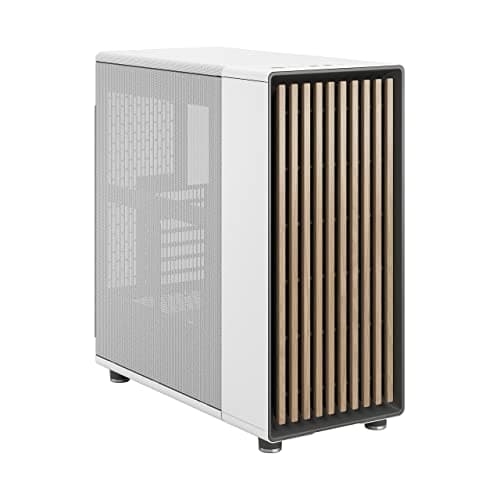 Fractal Design North ATX Mid Tower PC Case - Chalk White with Walnut Front and Mesh Side Panel image
