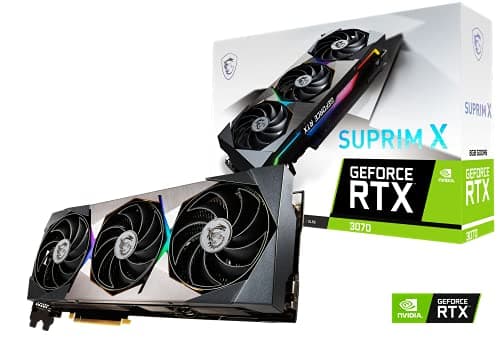 MSI Suprim X GeForce RTX 3070 LHR 8GB GDDR6 Black / Silver image