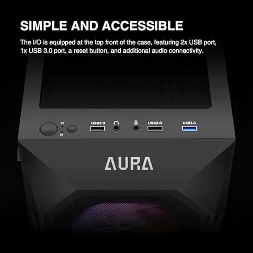 GAMDIAS AURA GC1 ELITE ATX Mid Tower Black with Tempered Glass Side Panel, USB 3.2 Gen 1 Type-A and USB 2.0 Type-A Front Panel, 395 x 195 x 450 mm image