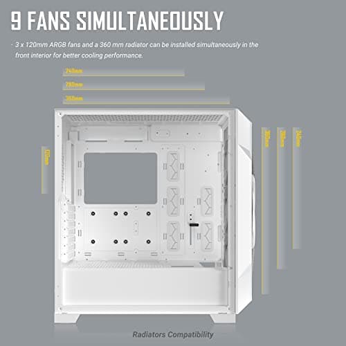 Antec Dark League DP505 White, High-Airflow Mesh Front Panel, 3 x 120mm ARGB Fans, ARGB & PWM Hub, 8 x Rubber Grommets & 3 x Cable Ties, Type-C 3.2 Gen2, GPU Bracket, Mid-Tower E-ATX Gaming Case image