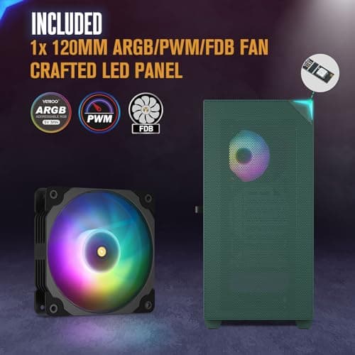 Vetroo AL800 ATX Mid Tower Green Tempered Glass Side Panel image