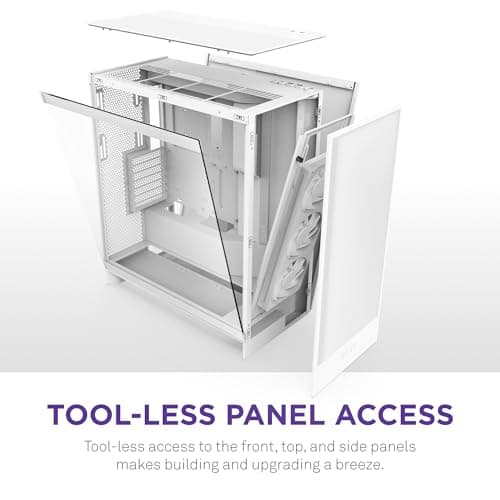NZXT H7 Flow RGB (2024) ATX Mid Tower White Tempered Glass, USB 3.2 Gen 2x2 Type-C USB 3.2 Gen 1 Type-A image