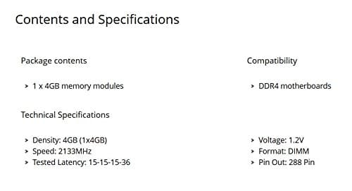 Corsair CMV4GX4M1A2133C15 Black DDR4-2133 CL15 4GB (1x4GB) image