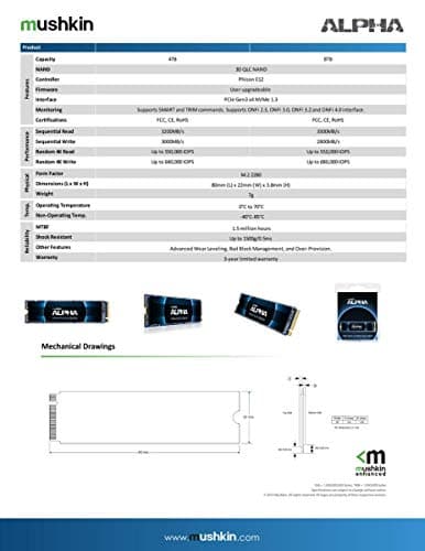 Mushkin ALPHA 8TB M.2-2280 SSD PCIe 3.0 X4 NVMe image