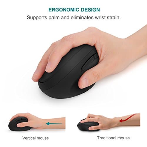 Wireless Vertical Mouse, Jelly Comb Wireless Mouse 2.4G High Precision Ergonomic Optical Mice 【 for Small Hands 】 (Black) image