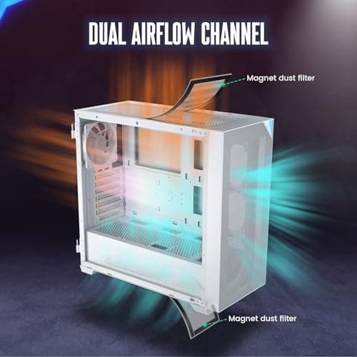 Vetroo AL800 ATX Mid Tower White with Tempered Glass Side Panel and USB 3.2 Gen 2 Type-C, USB 3.2 Gen 1 Type-A, USB 2.0 Type-A Front Panel image