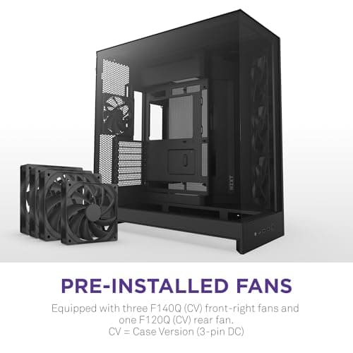 NZXT H9 Flow (2025) ATX Mid Tower Black Tinted Tempered Glass Side Panel, USB 3.2 Gen 2x2 Type-C, USB 3.2 Gen 1 Type-A image