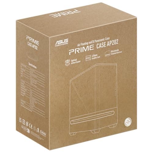 Asus Prime AP202 Micro ATX Mid Tower White with Tempered Glass Side Panel and USB 3.2 Gen 2x2 Type-C / USB 3.2 Gen 1 Type-A image