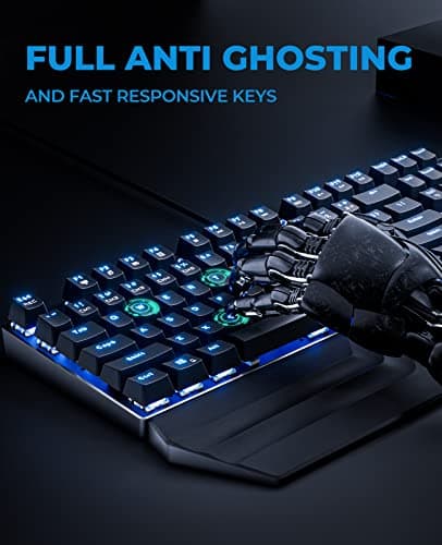 Havit Mechanical Keyboard and Mouse Combo RGB Gaming 104 Keys Blue Switches Wired USB Keyboards with Detachable Wrist Rest, Programmable Gaming Mouse for PC Gamer Computer Desktop (Black) image