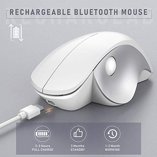 Bluetooth Mouse, Jelly Comb Rechargeable 2.4GHz Bluetooth Ergonomic Wireless Mouse (BT4.0+BT4.0+2.4G) Switch to 3 Devices for Mac OS MacBook Air Windows PC Android Tablet-(White and Silver) image
